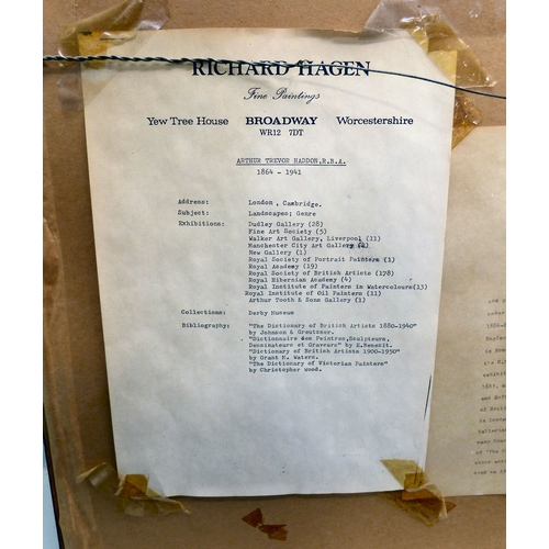 280 - Arthur Trevor Haddon - a village scene with a young man fishing  watercolour  bears a signature &amp... 