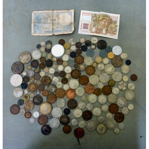 286 - Uncollated coins and banknotes: to include George V florins