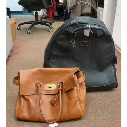 290 - A Mulberry style black hide, wheeled weekend bag&nbsp; 19