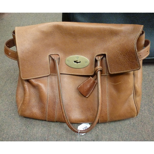 290 - A Mulberry style black hide, wheeled weekend bag&nbsp; 19