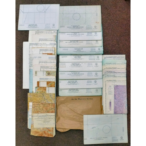 296 - RAF air navigation charts circa 1950s/60s: to include 'British Isles-France' and 'Midway Island-Hawa... 
