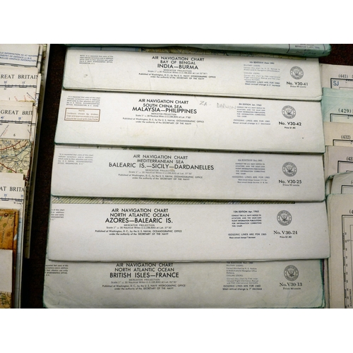 296 - RAF air navigation charts circa 1950s/60s: to include 'British Isles-France' and 'Midway Island-Hawa... 