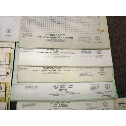 296 - RAF air navigation charts circa 1950s/60s: to include 'British Isles-France' and 'Midway Island-Hawa... 