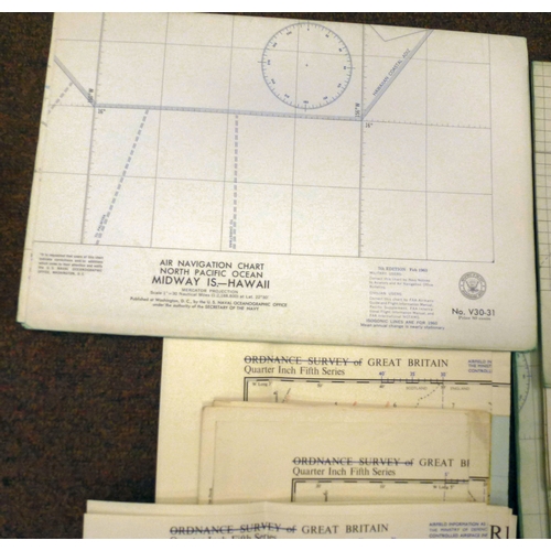 296 - RAF air navigation charts circa 1950s/60s: to include 'British Isles-France' and 'Midway Island-Hawa... 
