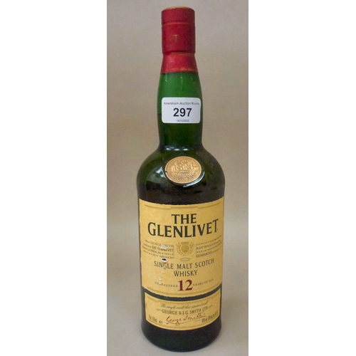 297 - A bottle of The Glenlivet 12 year single malt Scotch whisky