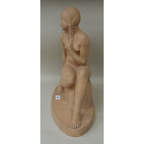 298 - An Art Deco Z Kovats terracotta figure, a seated nude&nbsp; bears a signature&nbsp; 17
