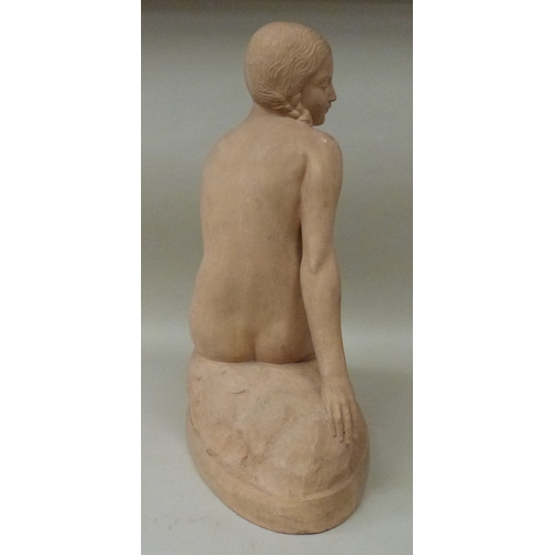 298 - An Art Deco Z Kovats terracotta figure, a seated nude&nbsp; bears a signature&nbsp; 17