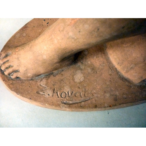 298 - An Art Deco Z Kovats terracotta figure, a seated nude&nbsp; bears a signature&nbsp; 17