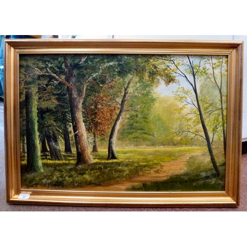 31 - Stanley Dollimore - a woodland scene&nbsp; oil on canvas&nbsp; bears a signature&nbsp; 19