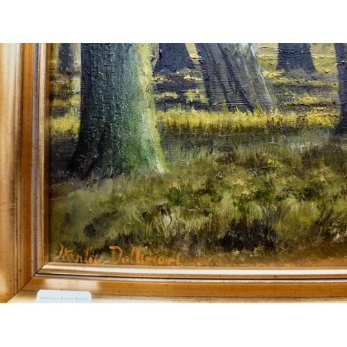 31 - Stanley Dollimore - a woodland scene&nbsp; oil on canvas&nbsp; bears a signature&nbsp; 19