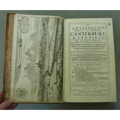 38 - Book, from the personal library of Tim Gosling: 'The Antiquities of Canterbury in Two Parts' by Will... 