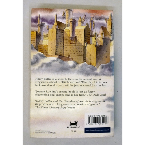 4 - Book: a 1998 paperback, 'Harry Potter and The Chamber of Secrets'  First Edition  signed by JK Rowli... 