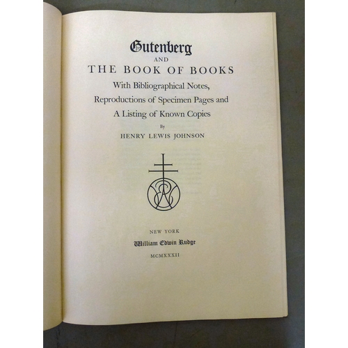 43 - Book, from the personal library of Tim Gosling: 'Gutenberg and The Book of Books' with bibliographic... 