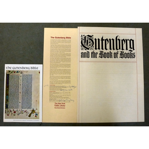 43 - Book, from the personal library of Tim Gosling: 'Gutenberg and The Book of Books' with bibliographic... 