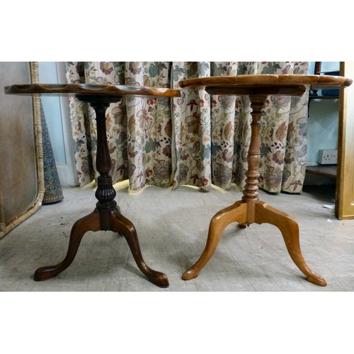 46 - Two similar walnut finished pedestal tables, each raised on a tripod base&nbsp; 22