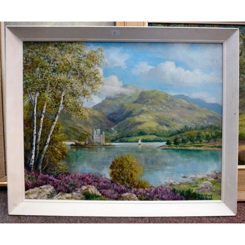 51 - Pictures: to include SA Court - a seascape with crashing waves&nbsp; oil on board&nbsp; bears a sign... 