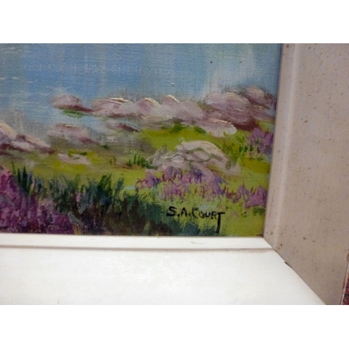 51 - Pictures: to include SA Court - a seascape with crashing waves&nbsp; oil on board&nbsp; bears a sign... 