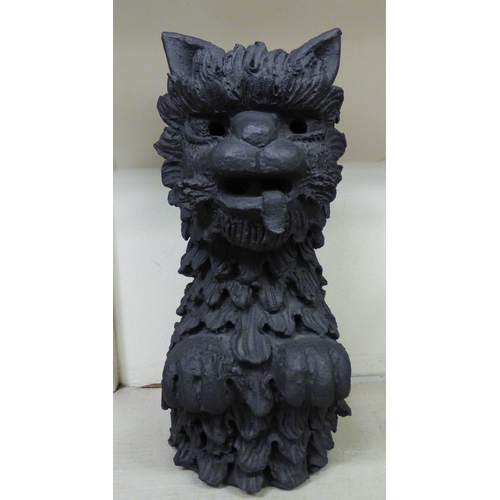 6 - Two pottery sculptures, a bust of a unicorn with a crown around its neck  20