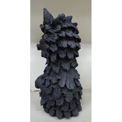 6 - Two pottery sculptures, a bust of a unicorn with a crown around its neck  20