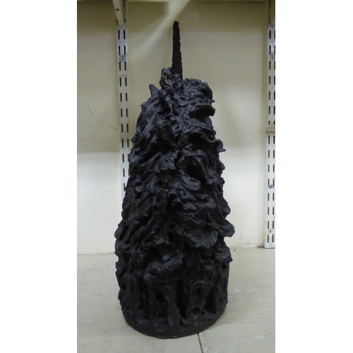 6 - Two pottery sculptures, a bust of a unicorn with a crown around its neck  20