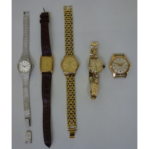 10 - Ladies wristwatches&nbsp; variously cased and strapped: to include a gold plated Omega De Ville, on ... 