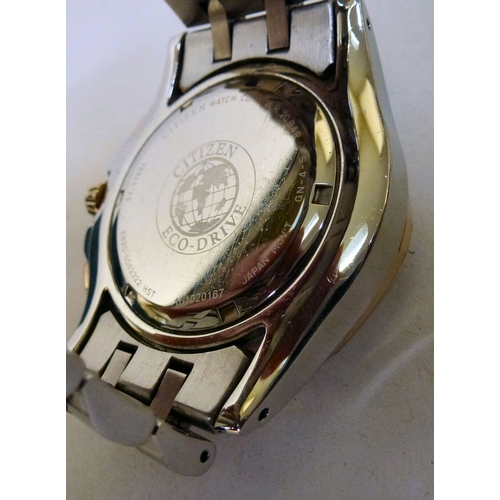13 - A Citizen Eco-Drive stainless steel cased and strapped perpetual calendar wristwatch&nbsp; cased and... 