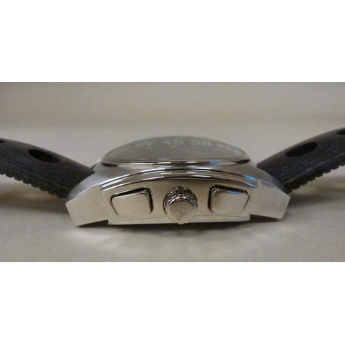 14 - A Klaus-Kobee Chronotype stainless steel cased wristwatch, faced by a baton dial, on a rubber strap&... 