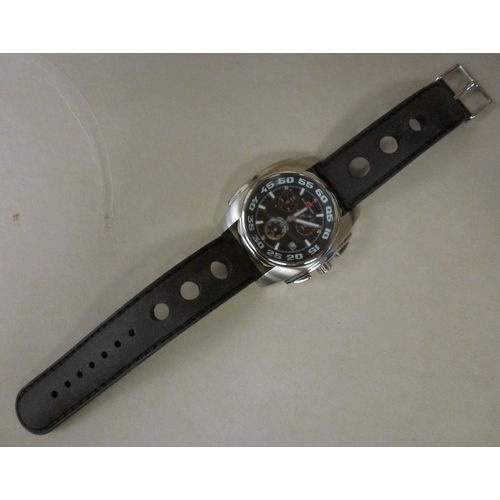 14 - A Klaus-Kobee Chronotype stainless steel cased wristwatch, faced by a baton dial, on a rubber strap&... 