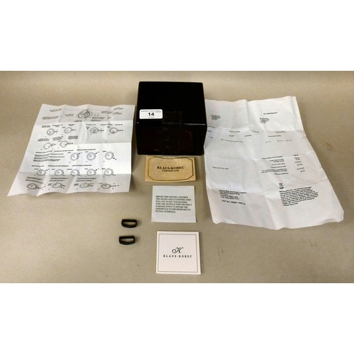 14 - A Klaus-Kobee Chronotype stainless steel cased wristwatch, faced by a baton dial, on a rubber strap&... 