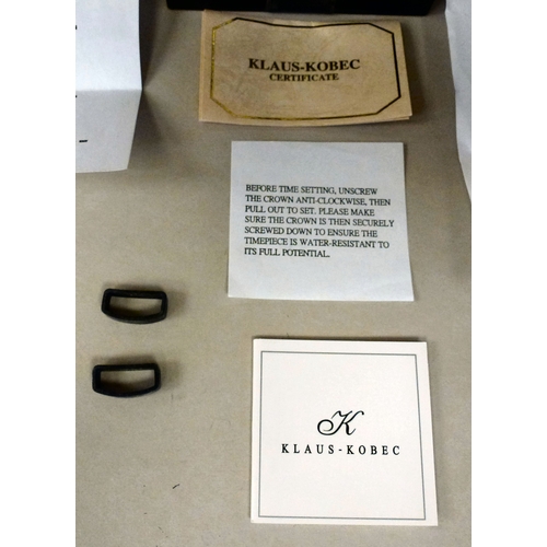 14 - A Klaus-Kobee Chronotype stainless steel cased wristwatch, faced by a baton dial, on a rubber strap&... 