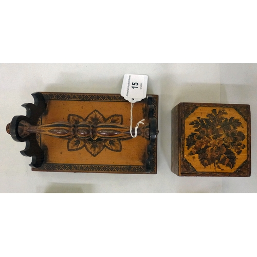 15 - Victorian Tunbridge ware collectables: to include a letter rack&nbsp; 5