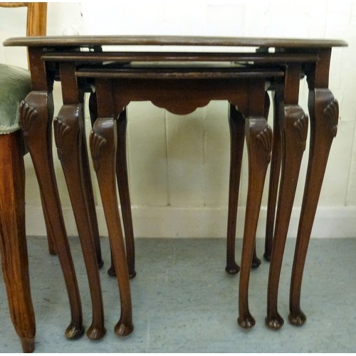 52 - Small furniture: to include a late Victorian stained beech framed, balloon back bedroom chair, raise... 