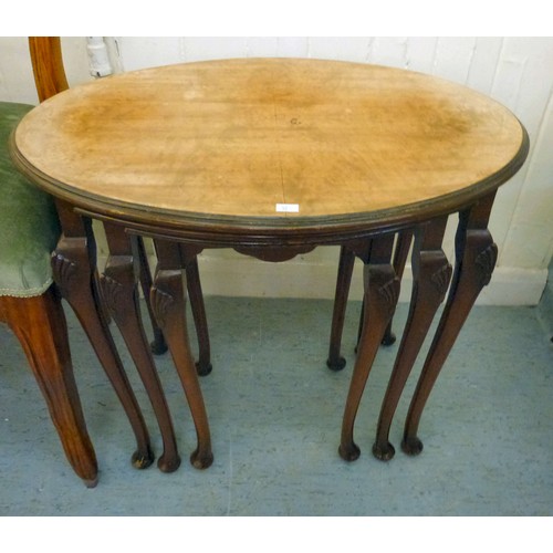 52 - Small furniture: to include a late Victorian stained beech framed, balloon back bedroom chair, raise... 