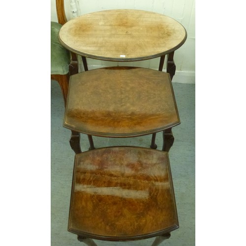 52 - Small furniture: to include a late Victorian stained beech framed, balloon back bedroom chair, raise... 