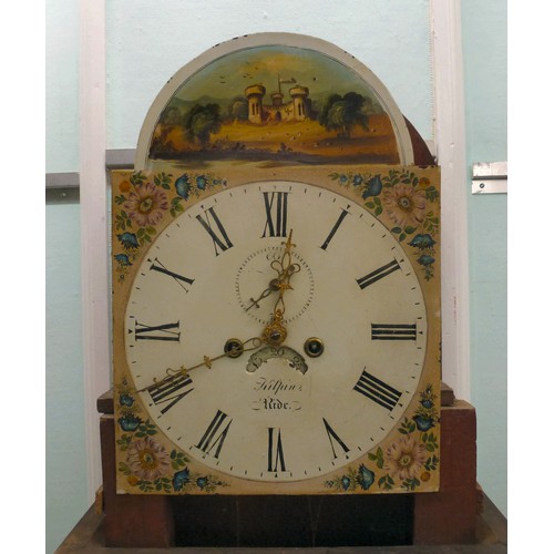 57 - An early 19thC satinwood inlaid mahogany longcase clock; the 8 day movement faced by a painted Roman... 