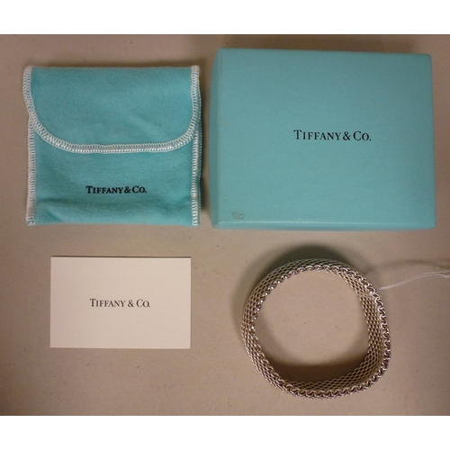 109 - A Tiffany & Co 925 silver mesh design fixed bracelet&nbsp; boxed&nbsp;