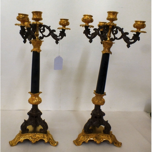 A pair of Victorian style cast gilt metal, four branch candelabra 16.5"h