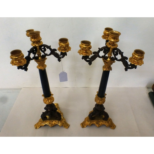 A pair of Victorian style cast gilt metal, four branch candelabra 16.5"h