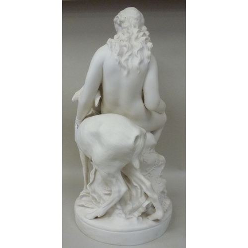18 - A mid Victorian Parian group, a female nude and two deer&nbsp; inscribed CB Birch&nbsp; 1866&nbsp; 2... 