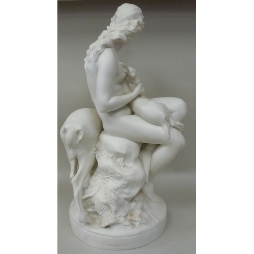 18 - A mid Victorian Parian group, a female nude and two deer&nbsp; inscribed CB Birch&nbsp; 1866&nbsp; 2... 