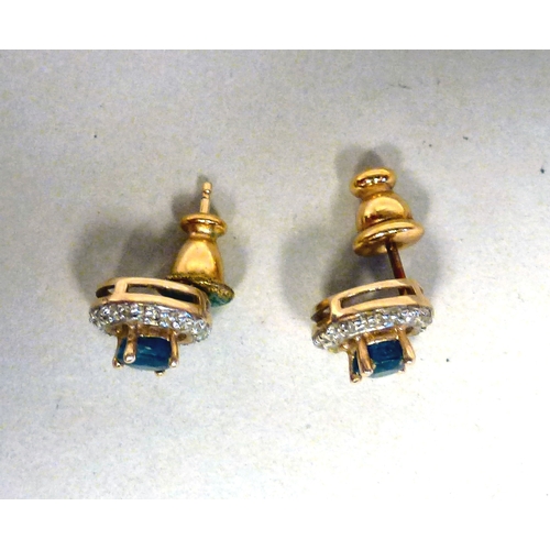 40 - A pair of 10ct gold sapphire earrings with gold plated studs&nbsp; (approx. combined gross weight 2g... 