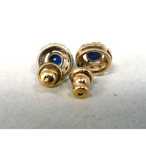 40 - A pair of 10ct gold sapphire earrings with gold plated studs&nbsp; (approx. combined gross weight 2g... 