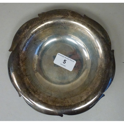 5 - A Tiffany Sterling silver dish with a wavy lip  7