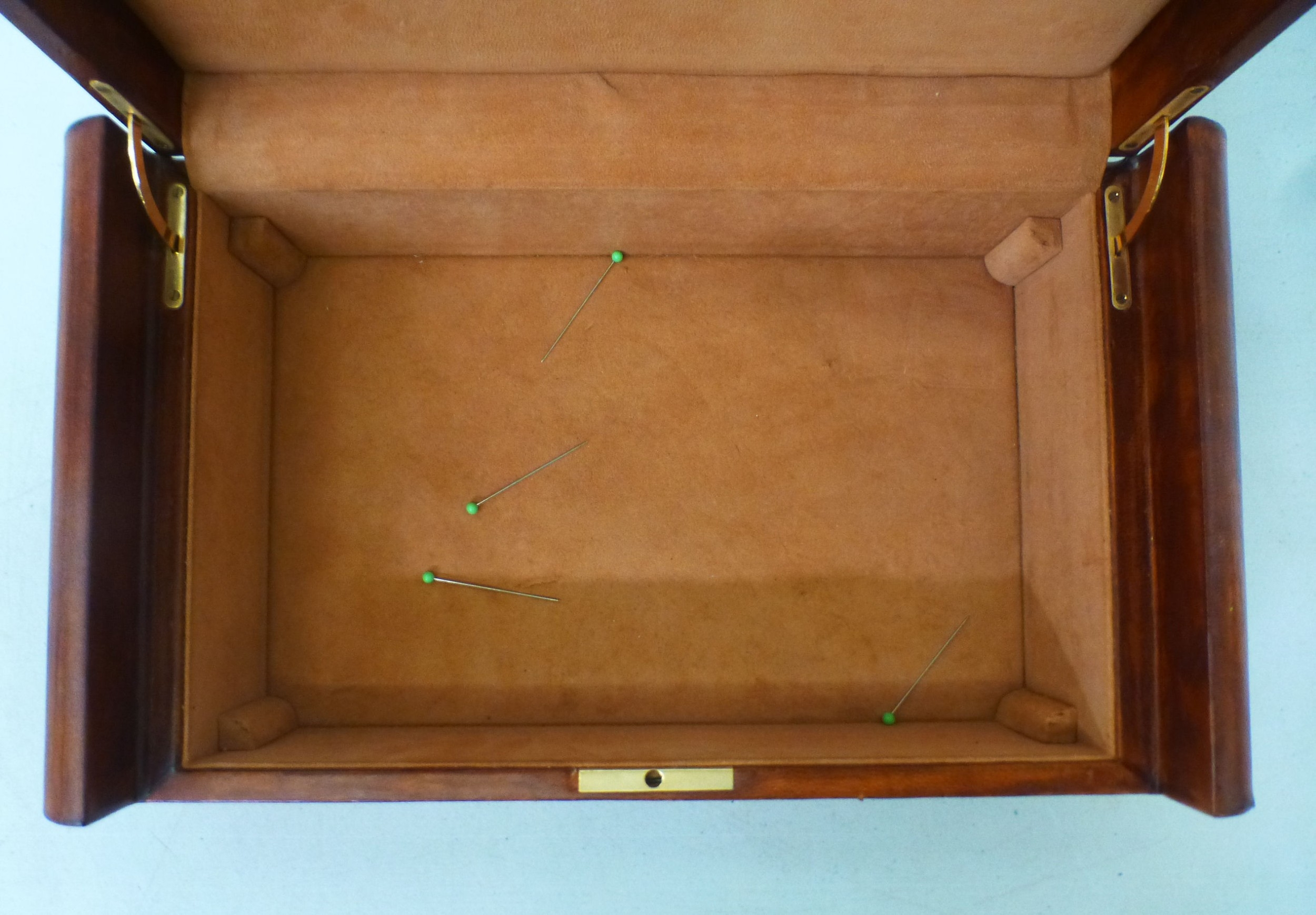 A modern Made in Italy mottled tan coloured hide jewellery box with a ...