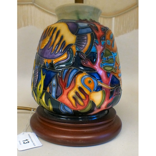 13 - A Moorcroft pottery Martinique pattern table lamp  marks not visible  10