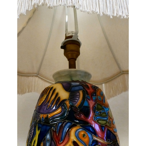 13 - A Moorcroft pottery Martinique pattern table lamp  marks not visible  10