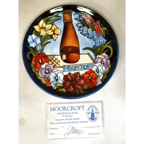 14 - A Moorcroft pottery Centennial plate  bears marks Limited 744/750  1897-1997  8