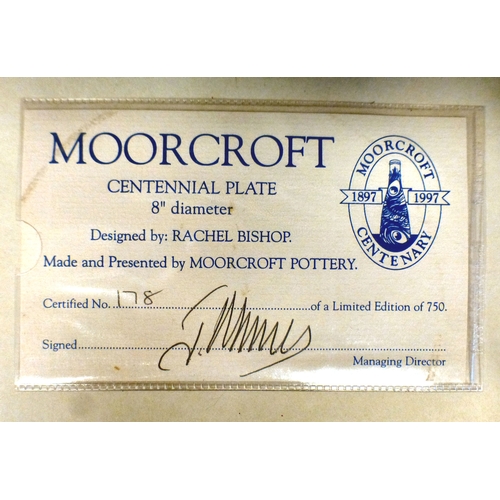 14 - A Moorcroft pottery Centennial plate  bears marks Limited 744/750  1897-1997  8