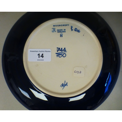 14 - A Moorcroft pottery Centennial plate  bears marks Limited 744/750  1897-1997  8