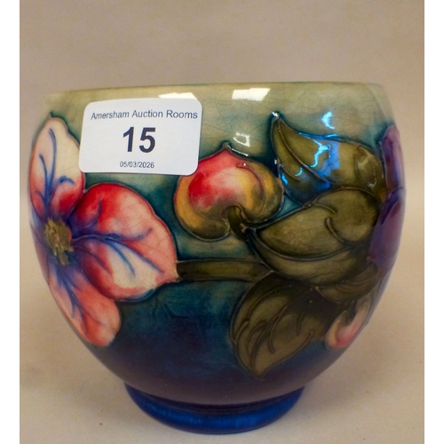 15 - A Moorcroft pottery Clematis pattern vase  bears printed marks   5.5
